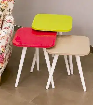 Ay Işığı Üçlü Zigon Sehpa - Verde Çilek Cappucino