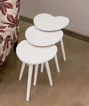 Pınar Üçlü Zigon Sehpa - Beyaz