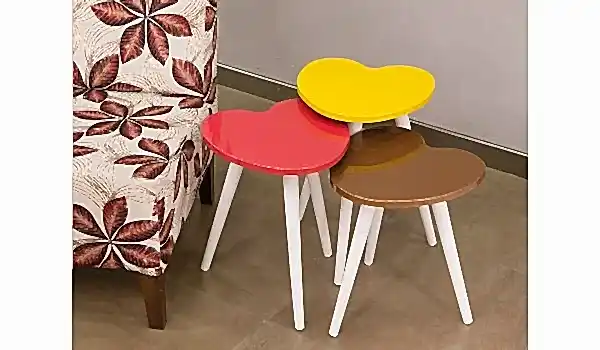 Pınar Üçlü Zigon Sehpa - Sarı Çilek Kahve