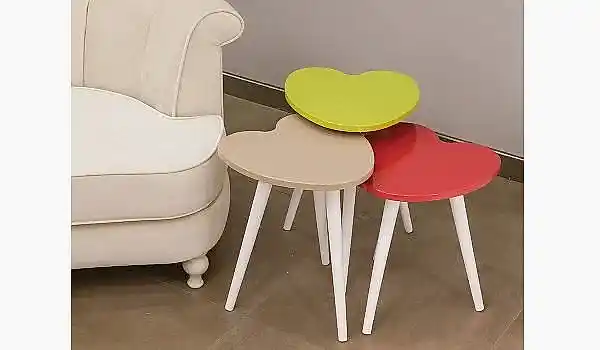 Pınar Üçlü Zigon Sehpa - Verde Cappucino Çilek