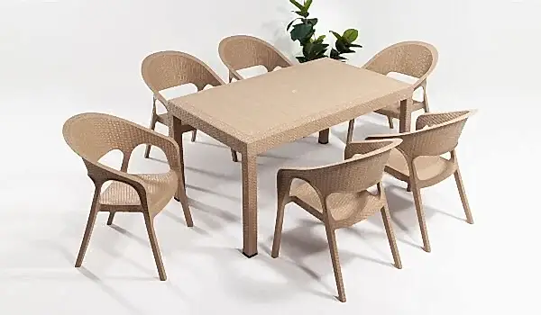 Garden Large Rattan Masa Takımı