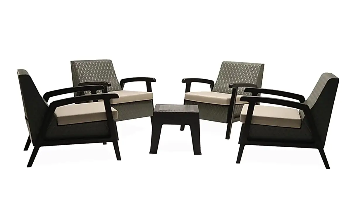 Vega 1+1+1+1+S Bahçe Balkon Oturma Grubu (Minderli) - Yeşil