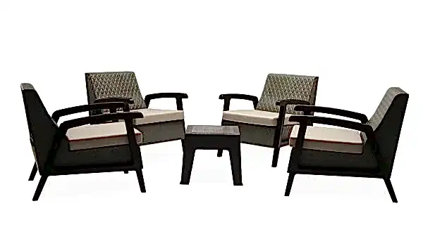Vega 1+1+1+1+S Bahçe Balkon Oturma Grubu (Minderli) - Yeşil