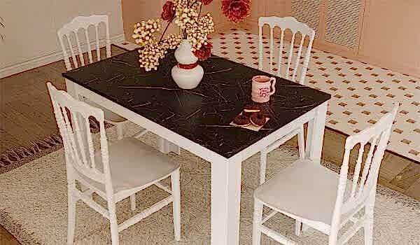 Mirage Masa + Miray 4 Adet Sandalye Takımı - Beyaz