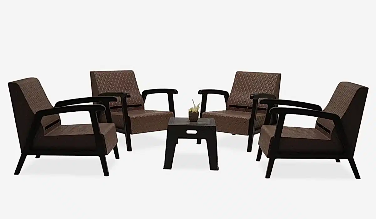 Vega 1+1+1+1+S Bahçe Balkon Oturma Grubu (Minderli) - Kahve