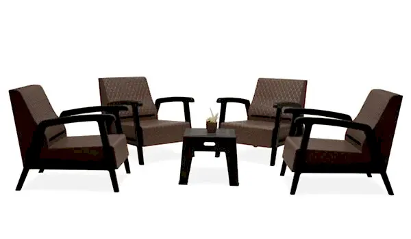 Vega 1+1+1+1+S Bahçe Balkon Oturma Grubu (Minderli) - Kahve