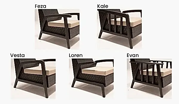 Vega 1+1+1+1+S Bahçe Balkon Oturma Grubu (Minderli) - Kahve