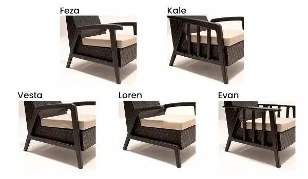 Vega 1+1+1+1+S Bahçe Balkon Oturma Grubu (Minderli) - Cappucino