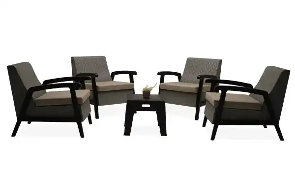 Vega 1+1+1+1+S Bahçe Balkon Oturma Grubu (Minderli) - Gri