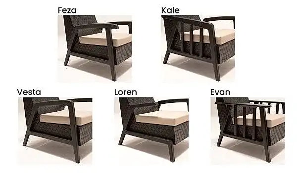Vega 1+1+1+1+S Bahçe Balkon Oturma Grubu (Minderli) - Gri