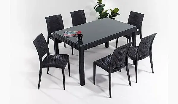 Rattan Large Camlı Masa Seti