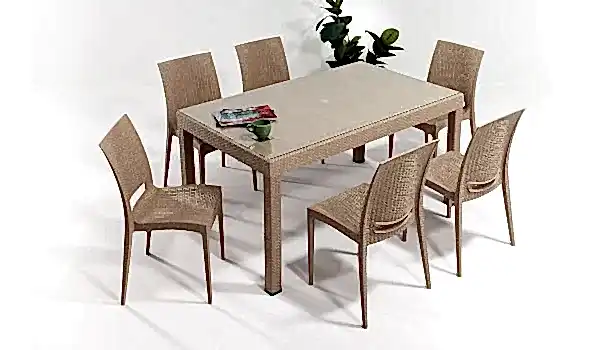 Rattan Large Camlı Masa Seti
