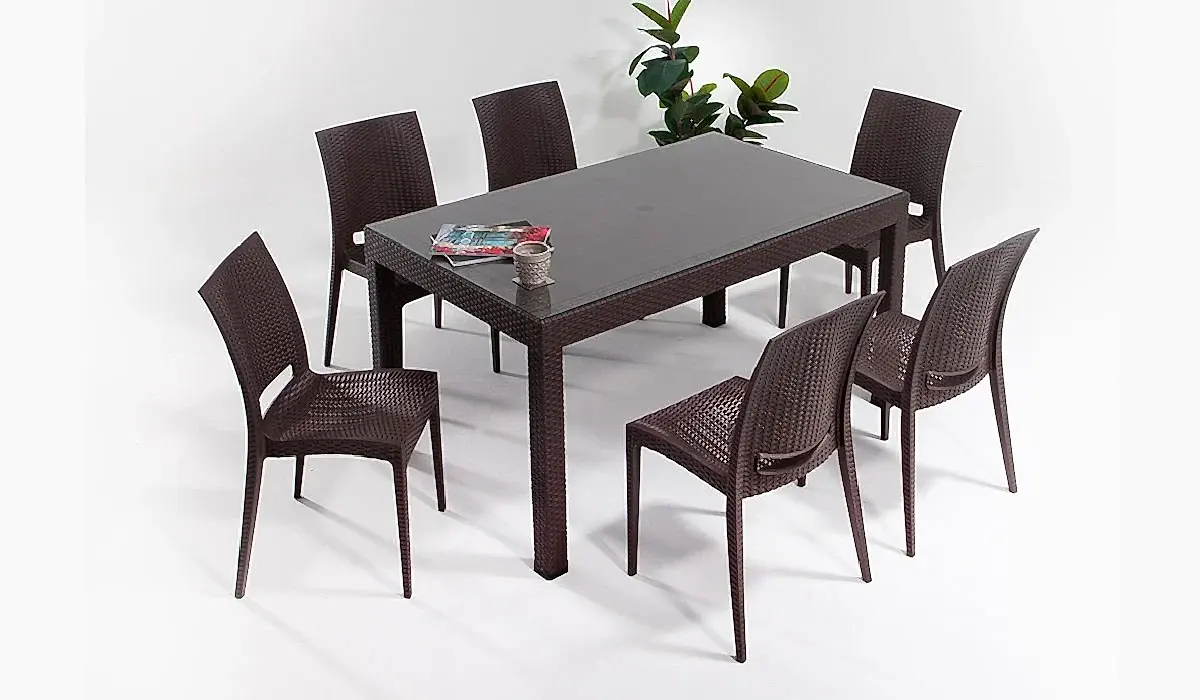 Rattan Large Camlı Masa Seti
