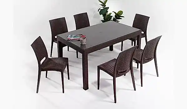 Rattan Large Camlı Masa Seti