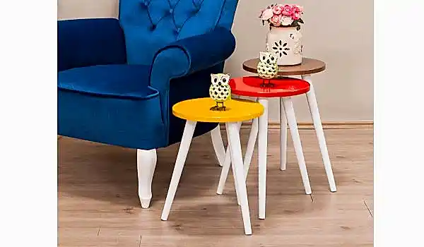 Zeta Zigon Sehpa - Kahve Çilek Sarı