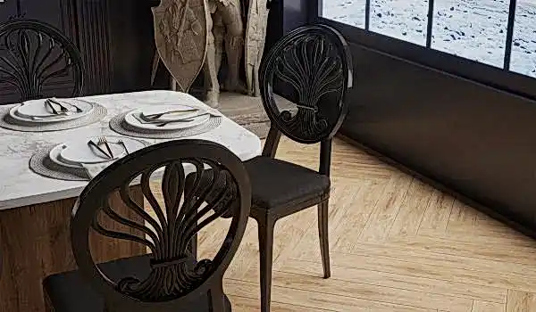 Etna Efes Beyaz Mermer & Lidya Ceviz / Rodos Masa Takımı-Siyah