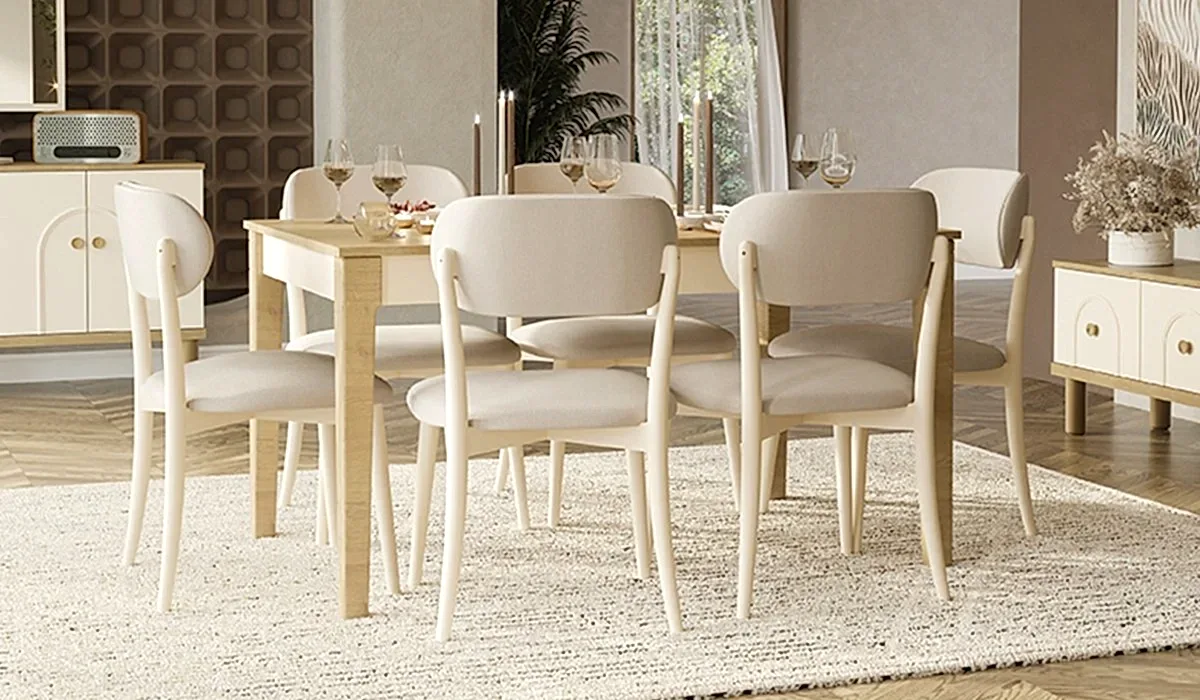 Eco Bohem Masa + 6 Adet Sandalye Takımı - Aytaşı