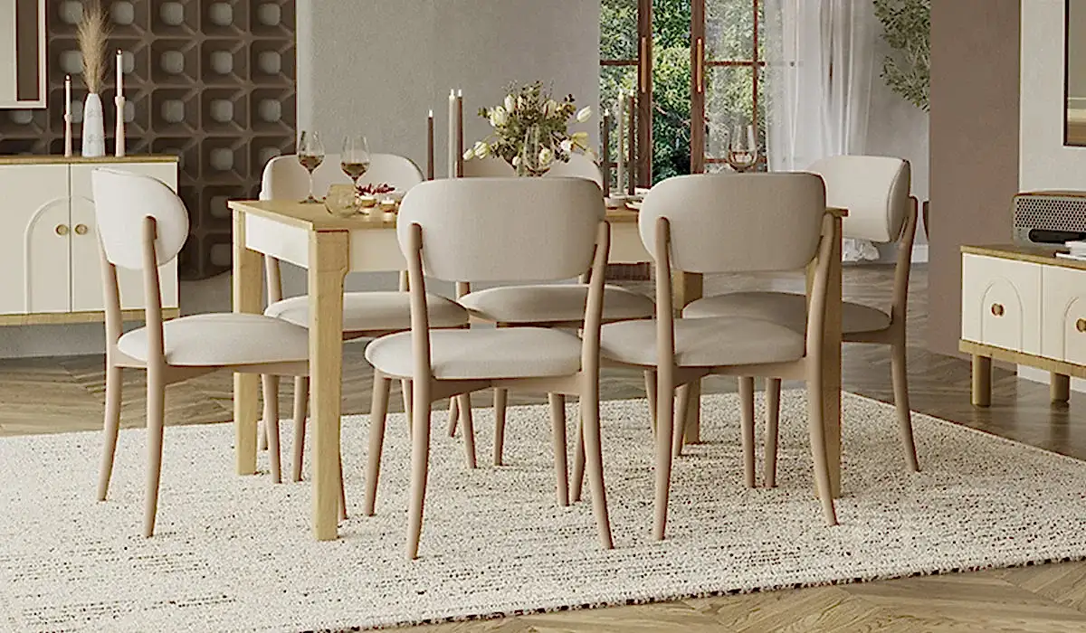Eco Bohem Masa + 6 Adet Sandalye Takımı - Ceviz
