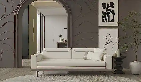 Arya Üçlü Koltuk - Krem