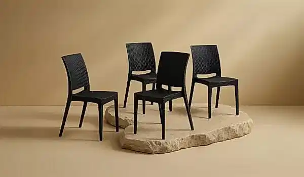 4 Adet Rattan Sandalye - Antrasit (Online'a Özel)