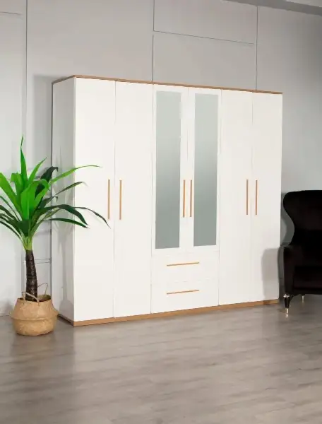 Eva 602 - 6 Kapaklı Aynalı Gardırop